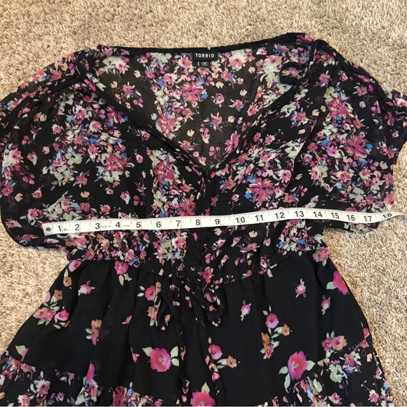 Torrid Black Floral Dress with Slip - Picture 3 of 13